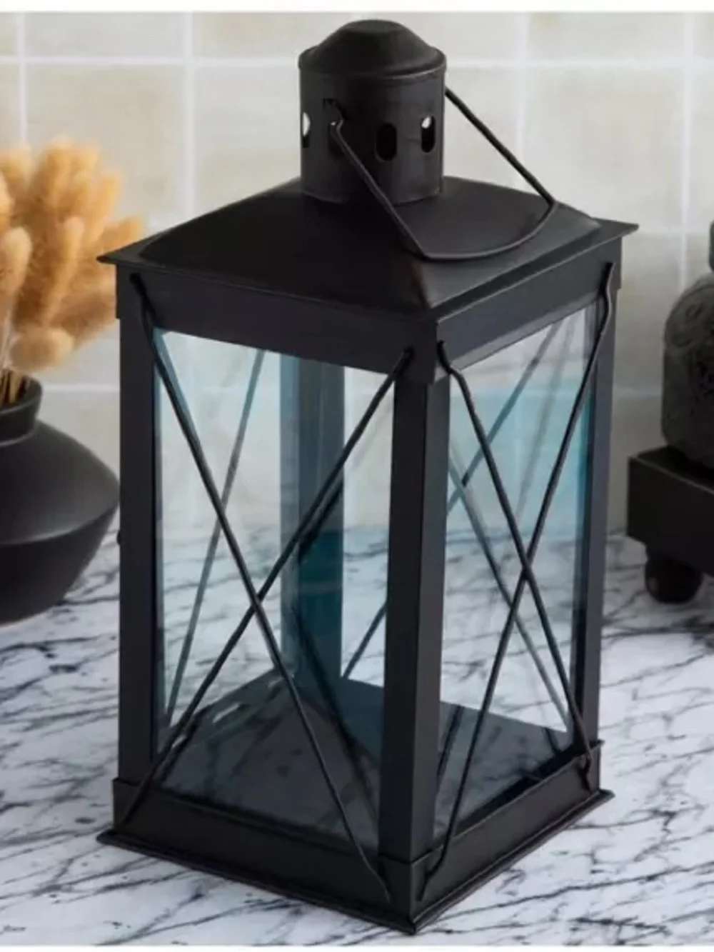 Crossbuck Farmhouse Metal Lantern